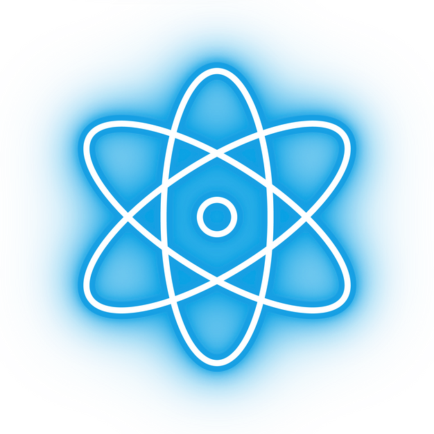 Neon blue atom icon